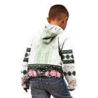 Green Romanian National Costume Kid Hoodie Peony Flowers Traditional Folk Pattern - Wonder Print Shop