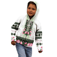 Green Romanian National Costume Kid Hoodie Peony Flowers Traditional Folk Pattern - Wonder Print Shop