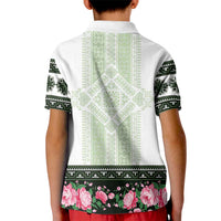 Green Romanian National Costume Kid Polo Shirt Peony Flowers Traditional Folk Pattern - Wonder Print Shop