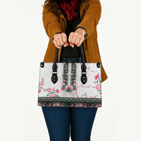 Green Romanian National Costume Leather Bag Peony Flowers Traditional Folk Pattern - Wonder Print Shop