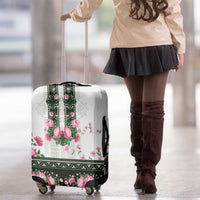 Green Romanian National Costume Luggage Cover Peony Flowers Traditional Folk Pattern - Wonder Print Shop