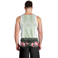 Green Romanian National Costume Men Tank Top Peony Flowers Traditional Folk Pattern - Wonder Print Shop
