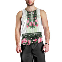 Green Romanian National Costume Men Tank Top Peony Flowers Traditional Folk Pattern - Wonder Print Shop