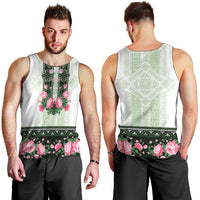 Green Romanian National Costume Men Tank Top Peony Flowers Traditional Folk Pattern - Wonder Print Shop