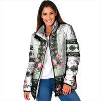 Green Romanian National Costume Padded Jacket Peony Flowers Traditional Folk Pattern - Wonder Print Shop