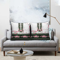 Green Romanian National Costume Pillow Cover Peony Flowers Traditional Folk Pattern - Wonder Print Shop