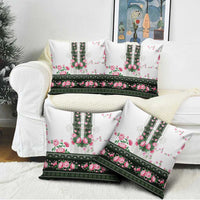 Green Romanian National Costume Pillow Cover Peony Flowers Traditional Folk Pattern - Wonder Print Shop