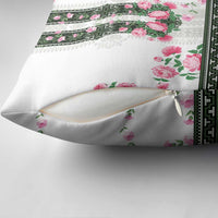Green Romanian National Costume Pillow Cover Peony Flowers Traditional Folk Pattern - Wonder Print Shop