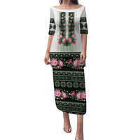 Green Romanian National Costume Puletasi Peony Flowers Traditional Folk Pattern - Wonder Print Shop