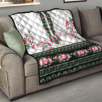 Green Romanian National Costume Quilt Peony Flowers Traditional Folk Pattern - Wonder Print Shop