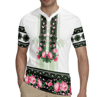 Green Romanian National Costume Rugby Jersey Peony Flowers Traditional Folk Pattern - Wonder Print Shop