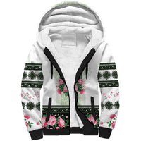 Green Romanian National Costume Sherpa Hoodie Peony Flowers Traditional Folk Pattern - Wonder Print Shop