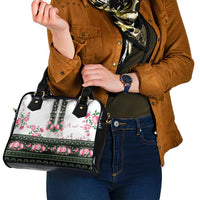 Green Romanian National Costume Shoulder Handbag Peony Flowers Traditional Folk Pattern - Wonder Print Shop