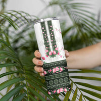 Green Romanian National Costume Skinny Tumbler Peony Flowers Traditional Folk Pattern - Wonder Print Shop