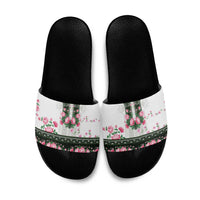 Green Romanian National Costume Slide Sandals Peony Flowers Traditional Folk Pattern - Wonder Print Shop