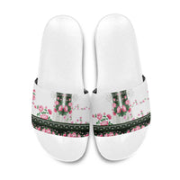 Green Romanian National Costume Slide Sandals Peony Flowers Traditional Folk Pattern - Wonder Print Shop
