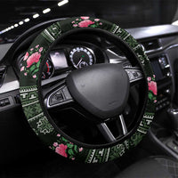 Green Romanian National Costume Steering Wheel Cover Peony Flowers Traditional Folk Pattern - Wonder Print Shop