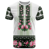 Green Romanian National Costume T Shirt Peony Flowers Traditional Folk Pattern - Wonder Print Shop