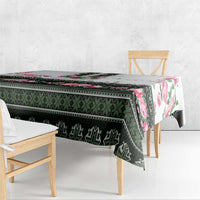 Green Romanian National Costume Tablecloth Peony Flowers Traditional Folk Pattern - Wonder Print Shop