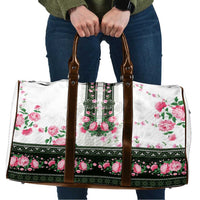 Green Romanian National Costume Travel Bag Peony Flowers Traditional Folk Pattern - Wonder Print Shop