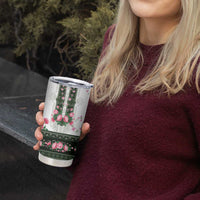 Green Romanian National Costume Tumbler Cup Peony Flowers Traditional Folk Pattern - Wonder Print Shop