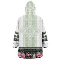 Green Romanian National Costume Wearable Blanket Hoodie Peony Flowers Traditional Folk Pattern - Wonder Print Shop