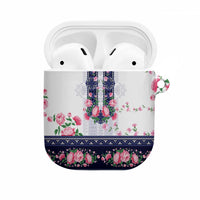 Navy Romanian National Costume AirPods Case Peony Flowers Traditional Folk Pattern - Wonder Print Shop