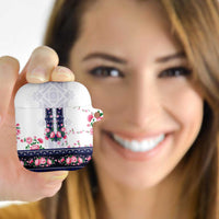 Navy Romanian National Costume AirPods Case Peony Flowers Traditional Folk Pattern - Wonder Print Shop