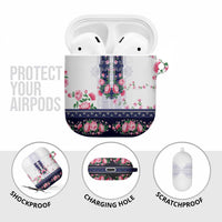 Navy Romanian National Costume AirPods Case Peony Flowers Traditional Folk Pattern - Wonder Print Shop