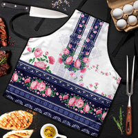 Navy Romanian National Costume Apron Peony Flowers Traditional Folk Pattern - Wonder Print Shop