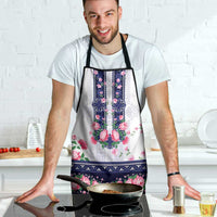 Navy Romanian National Costume Apron Peony Flowers Traditional Folk Pattern - Wonder Print Shop