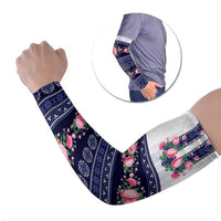 Navy Romanian National Costume Arm Sleeves Peony Flowers Traditional Folk Pattern - Wonder Print Shop