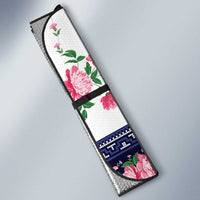 Navy Romanian National Costume Auto Sun Shade Peony Flowers Traditional Folk Pattern - Wonder Print Shop