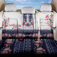 Navy Romanian National Costume Back Car Seat Cover Peony Flowers Traditional Folk Pattern - Wonder Print Shop