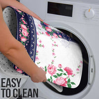 Navy Romanian National Costume Bathroom Set Peony Flowers Traditional Folk Pattern - Wonder Print Shop