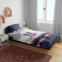 Navy Romanian National Costume Bedding Set Peony Flowers Traditional Folk Pattern - Wonder Print Shop