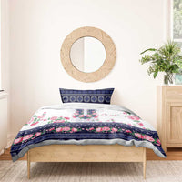 Navy Romanian National Costume Bedding Set Peony Flowers Traditional Folk Pattern - Wonder Print Shop