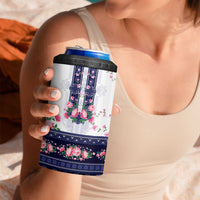Navy Romanian National Costume 4 in 1 Can Cooler Tumbler Peony Flowers Traditional Folk Pattern - Wonder Print Shop