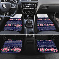 Navy Romanian National Costume Car Mats Peony Flowers Traditional Folk Pattern - Wonder Print Shop