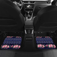 Navy Romanian National Costume Car Mats Peony Flowers Traditional Folk Pattern - Wonder Print Shop