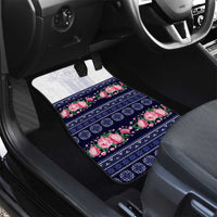 Navy Romanian National Costume Car Mats Peony Flowers Traditional Folk Pattern - Wonder Print Shop