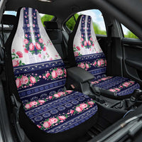 Navy Romanian National Costume Car Seat Cover Peony Flowers Traditional Folk Pattern - Wonder Print Shop