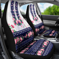 Navy Romanian National Costume Car Seat Cover Peony Flowers Traditional Folk Pattern - Wonder Print Shop