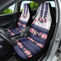 Navy Romanian National Costume Car Seat Cover Peony Flowers Traditional Folk Pattern - Wonder Print Shop