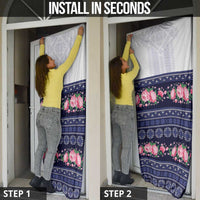 Navy Romanian National Costume Door Cover Peony Flowers Traditional Folk Pattern - Wonder Print Shop