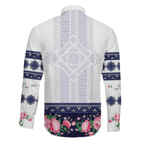 Navy Romanian National Costume Family Matching Tank Maxi Dress and Hawaiian Shirt Peony Flowers Traditional Folk Pattern - Wonder Print Shop