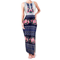 Navy Romanian National Costume Family Matching Tank Maxi Dress and Hawaiian Shirt Peony Flowers Traditional Folk Pattern - Wonder Print Shop
