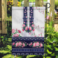 Navy Romanian National Costume Garden Flag Peony Flowers Traditional Folk Pattern - Wonder Print Shop