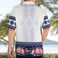 Navy Romanian National Costume Hawaiian Shirt Peony Flowers Traditional Folk Pattern - Wonder Print Shop