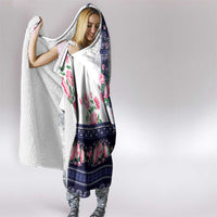 Navy Romanian National Costume Hooded Blanket Peony Flowers Traditional Folk Pattern - Wonder Print Shop